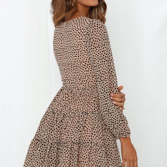 Hello Molly Size M Goodnight Macaroon Plans Tonight Leopard Lace Up Tiered Dress - Picture 4 of 12